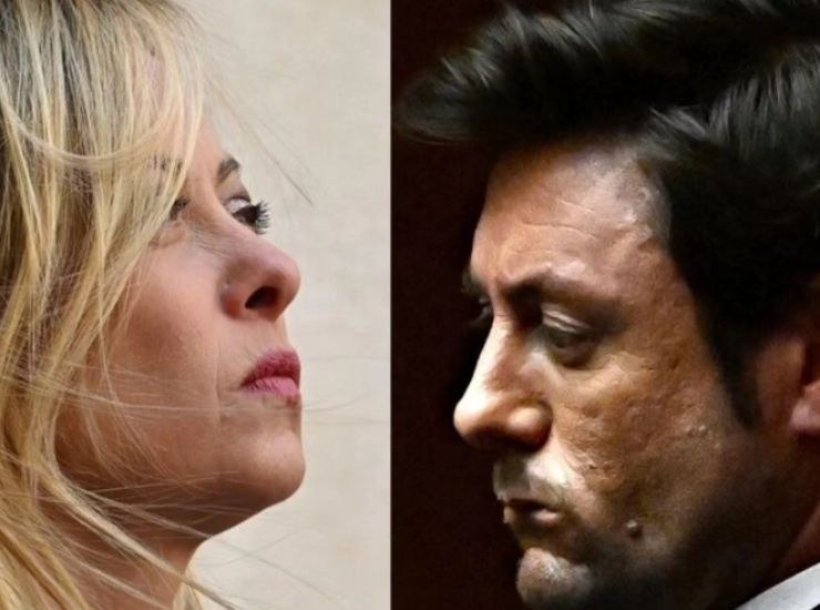 Giorgia Meloni e l'ex compagno Andrea Giambruno